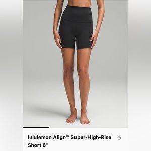 LuluLemon Align Super High Rise Short 6”